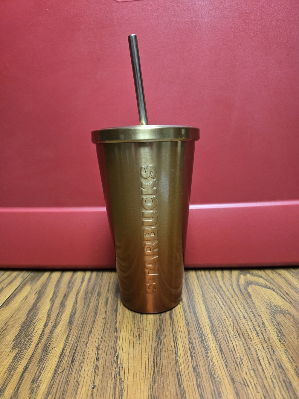 Starbucks Metallic Copper Tumbler with Straw.
